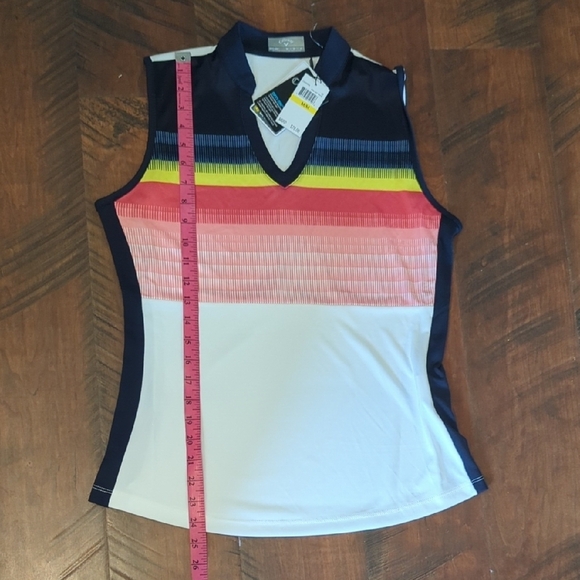 NWT Callaway White Colorful Striped Sleeveless V-Neck, US M - Picture 7 of 7